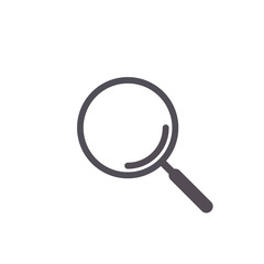Flat magnifier icon with lens flare on glass. Loupe tool vector search sign.