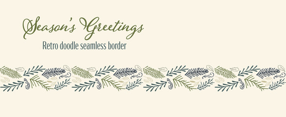 Vector winter foliage seamless border holiday seasons greetings.