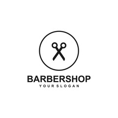 Barber shop logo template design vector, hair cut