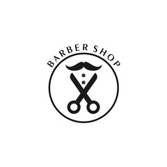 Barber shop logo template design vector, hair cut