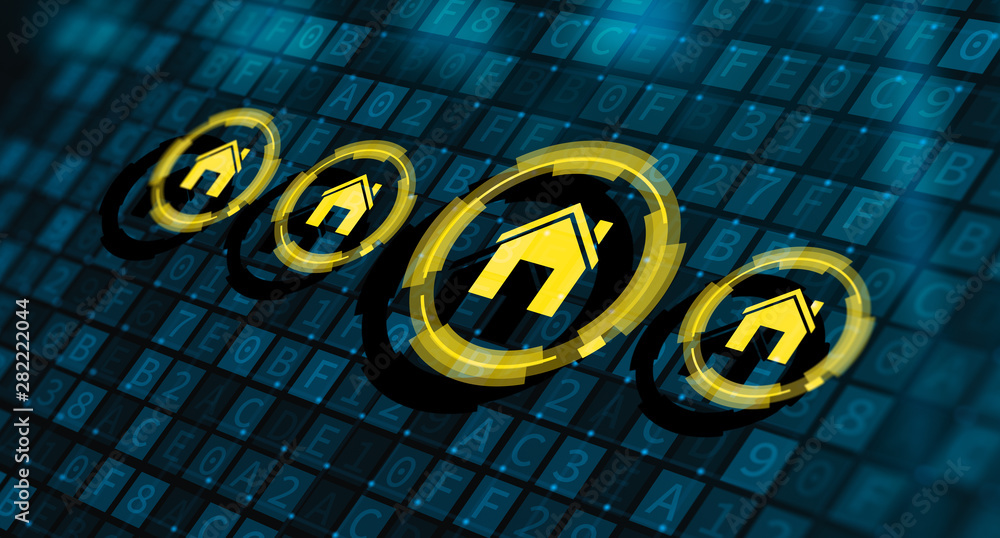 Poster smart home automation control system. innovation technology internet network concept