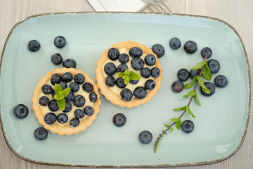 Blaubeeren tartes, Homemade, Minze, Blaubeertörtchen