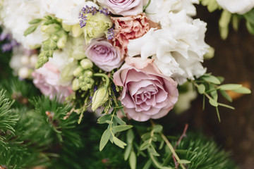 wedding bouquet and wedding decoration, flowers and wedding floral arrangements