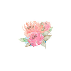 Watercolor Flowers Bouquet Isolated On A White Background Hand Drawn Illustration