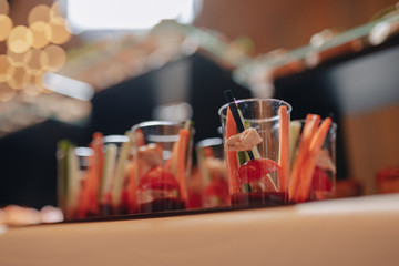 delicious festive buffet with canapés and different delicious meals