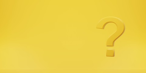 Question mark on a yellow background. 3d rendering.