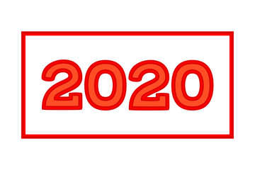 Colorful cartoon red 2020 new year number symbol.