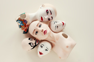 Art dolls, human face, modern sculpture