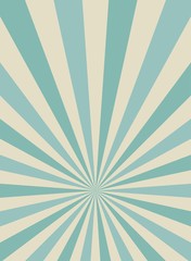 Sunlight retro narrow vertical background. Pale blue and beige color burst background.