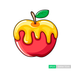 Honey on apple. Rosh Hashanah icon. Shana tova