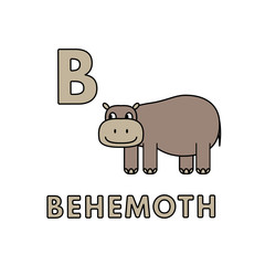 Vector Cute Cartoon Animals Alphabet. Behemoth Illustration