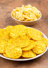 Indian Street Snack Food Masala Khari Papdi with Besan Papdi