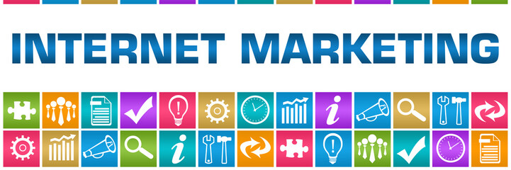 Internet Marketing Colorful Box Grid Business Symbols 
