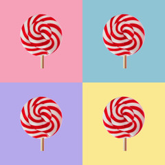 Pop art wallpaper with lolli pops on colorful background