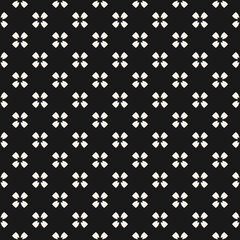 Fototapeta na wymiar Vector monochrome seamless pattern, simple floral geometric background