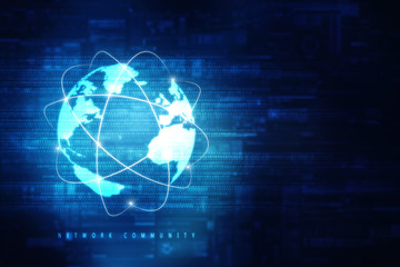 2d illustration Network community concept . Mixed media