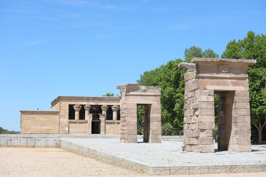 Temple of Debod Rosaleda park garden Madrid Spain