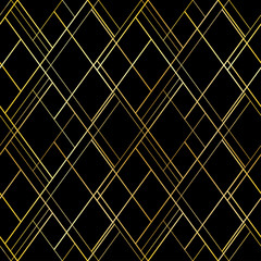 Dark luxury seamless pattern. Vector background with golden cross threads. For premium style package, wallpaper
