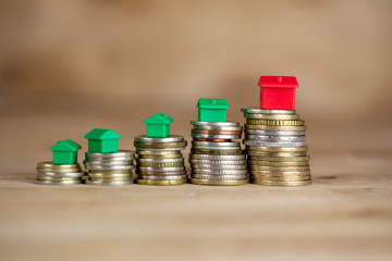House Models On Stacked Coins Finance Concept