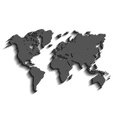 Fototapeta na wymiar 3d World Gray Map with Flat Shadow