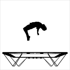 A man is doing a backflip on a trampoline, contour vector