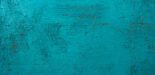 Panoramic turquoise old wood texture