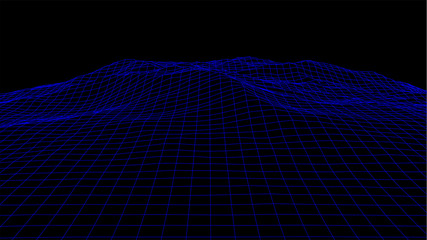 Abstract wireframe background.3D grid technology illustration landscape.