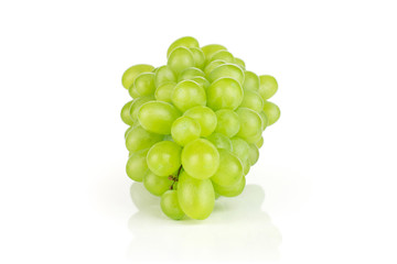 Lot of whole fresh green grape isolated on white background
