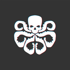 Vector illustration of 3d skull with octopus tentacles
