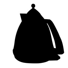 white background black silhouette electric kettle