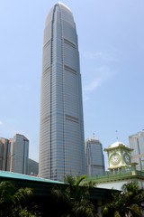 Obraz premium view from below to International Commerce Center in Hong Kong