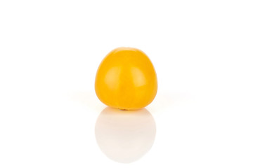 One whole fresh orange physalis without husk isolated on white background