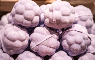 Shop of natural cosmetics, salt bombs for a bath