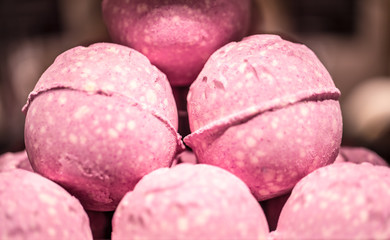 Shop of natural cosmetics, salt bombs for a bath