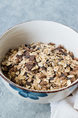 Muesli Granola with Bitter Chocolate Pieces without Milk.