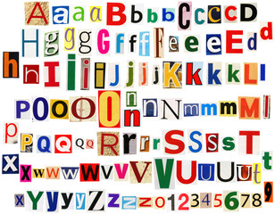 Colorful newspaper letters alphabet