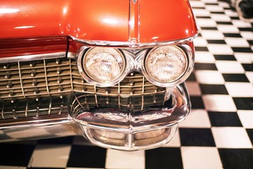 Headlight lamp vintage classic retro car at retro garage