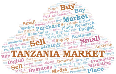 Obraz premium Tanzania Market word cloud. Vector made with text only.