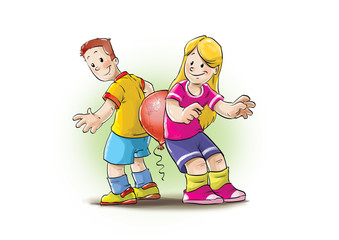 little boy and girl ball