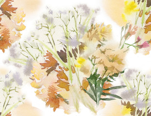 Floral seamless pattern. Hand drawn watercolor field flowers. - 282238436