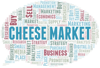 Obraz premium Cheese Market word cloud. Vector made with text only.