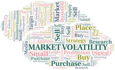 Market Volatility word cloud. Vector made with text only.