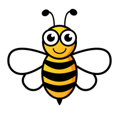 Lovely simple design of a yellow and black bee on a white background