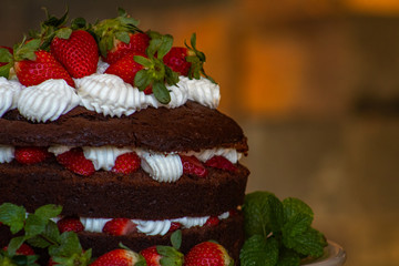 chocolate cake with strawberries