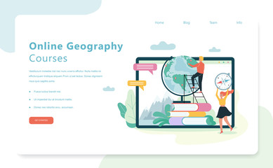 Online geography courses web banner concept. Subject