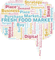 Fresh Food Market word cloud. Vector made with text only.