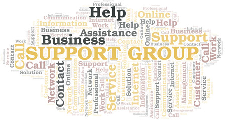 Support Group word cloud vector made with text only.