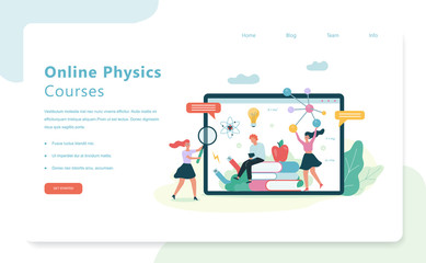 Online physics courses. School subject. Idea of science