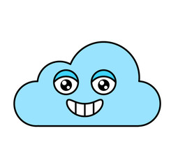 Cheerful cloud emoji outline illustration