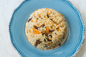 Uzbek Pilaf Rice with Meat, Carrot and Onion / Pilav